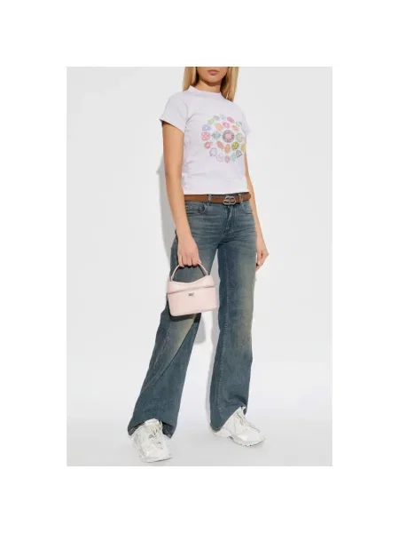Jeansy Balenciaga z logo niebieskie