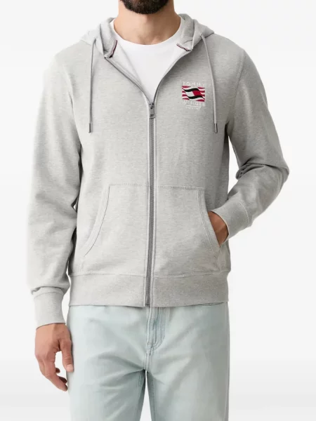 Hanorac cu glugă Tommy Hilfiger cu broderie gri