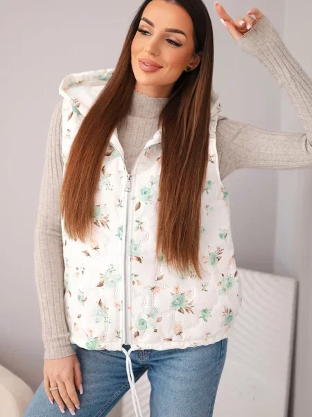 Vestă Kesi Włoski cu glugă alb