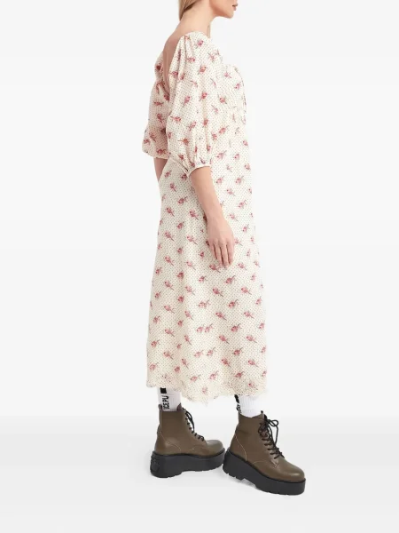 Rochie midi Notes Du Nord cu model floral cu imagine până la genunchi