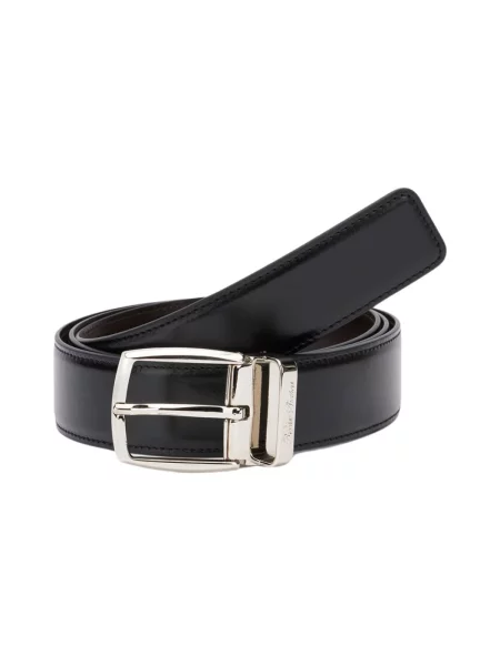 Pasek Brooks Brothers skórzany dwustronny czarny