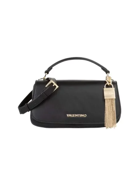Lniana torebka crossbody Valentino czarna