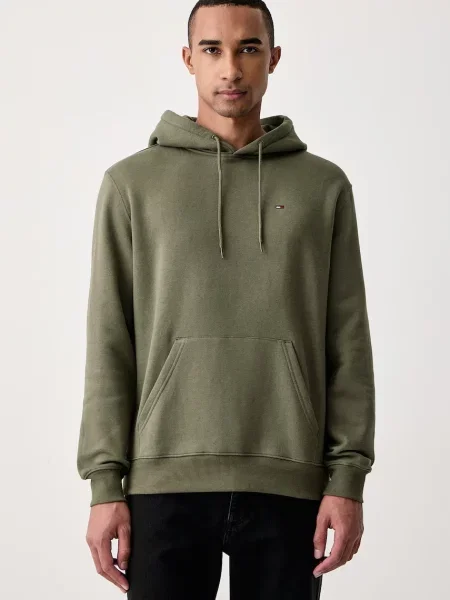 Palton Tommy Jeans cu glugă verde