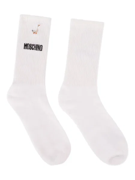 Șosete Moschino cu broderie alb
