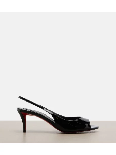 Kožené lakované sandále Christian Louboutin s otvorenou pätou čierna