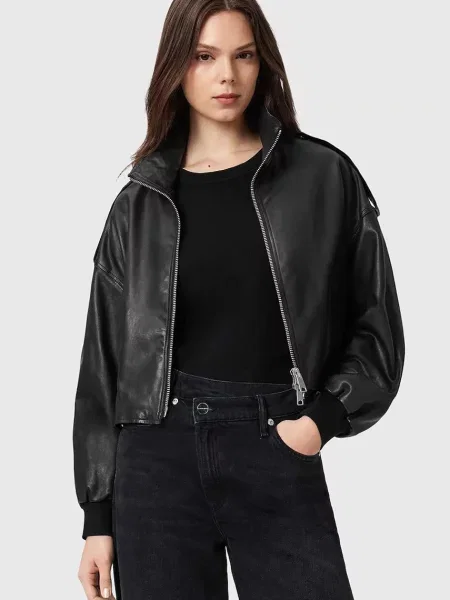 AllSaints kurtka skórzana LOWDEN czarna