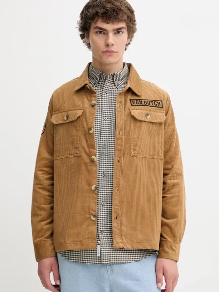 Von Dutch cămașă din cu guler clasic regular verde