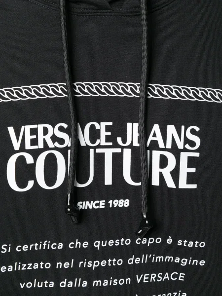 Hanorac cu glugă Versace Jeans Couture cu imagine negru