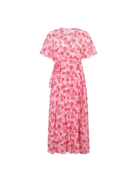 Lniana długa sukienka maxi Red Valentino czerwona