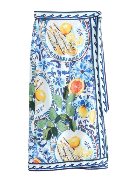 Next Fustă albastru / verde / portocaliu alb