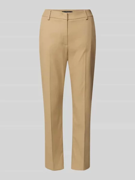 Spodnie o kroju slim fit z mieszanki bawełny model ‘VITE’ Weekend Max Mara beżowe