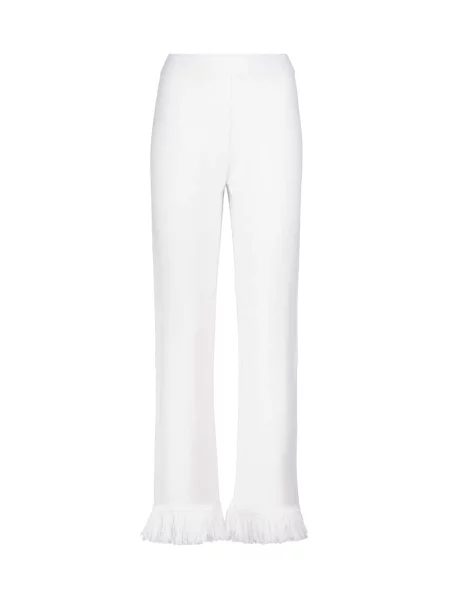 Pantaloni Alanui cu franjuri de lână alb