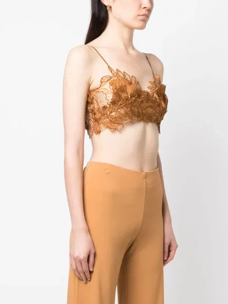 Αμανικας ασύμμετρος τοπ Alberta Ferretti καφέ