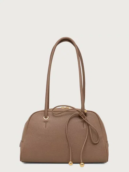 Furla μικρή τσάντα γυναικεία δερμάτινη Poppy M Dome καφέ