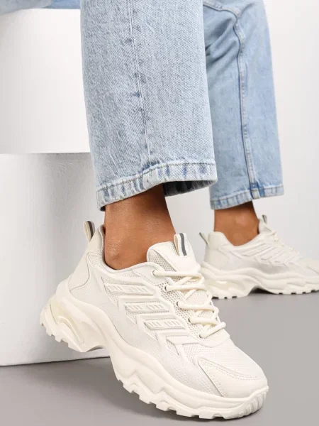 Sneakers cu talpă imprimată și inserții plasă Amrogia bej