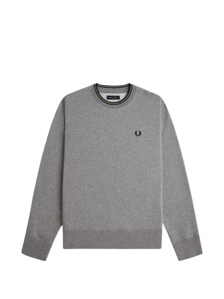 Pulover Fred Perry cu broderie cu dungi gri