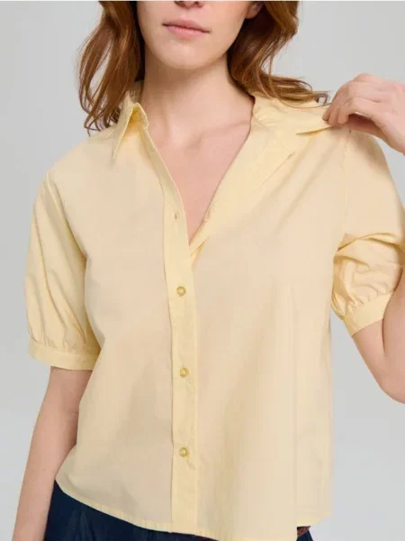 Сорочка блуза з пишними рукавами світло-жовтий жовта