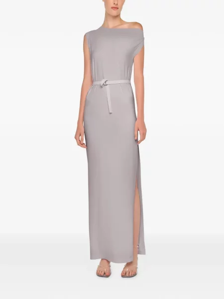 Rochie maxi Norma Kamali lungă de costum gri
