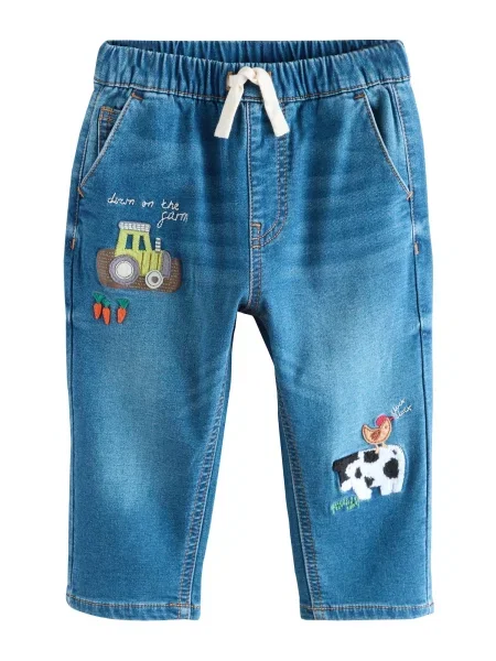Next Jeans maro / negru / negru denim alb
