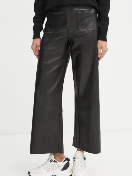 Morgan Pantaloni din imitație de piele Wide Leg negru