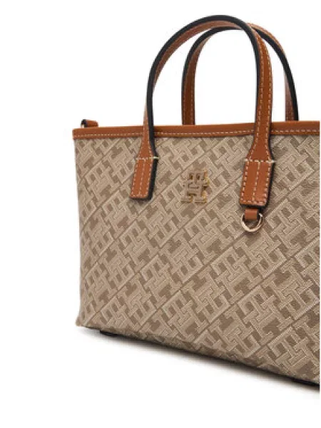 Tommy Hilfiger Ročna torba Th Monoplay Mini Tote Le Rjava bež