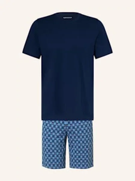 Schiesser Piżama Z Szortami Casual Essentials blau granatowa