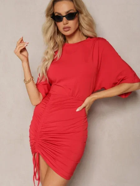 Rochie Mini cu și Mânecă Liliac Yarleta roșie