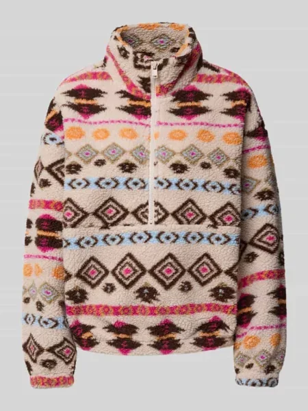 Bluza z kołnierzem o kroju regular fit z imitacji futerka model ‘JANNE’ Only biała