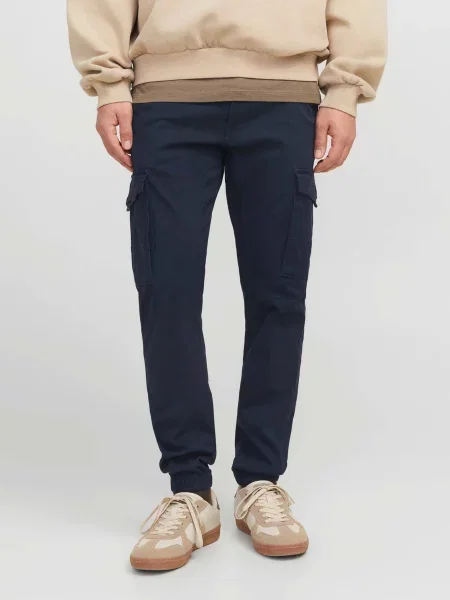 Повсякденні шорти JACK & JONES темно-синій бавовна/льон сині