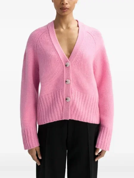Cardigan Soft Goat cu decolteu în V lung roz