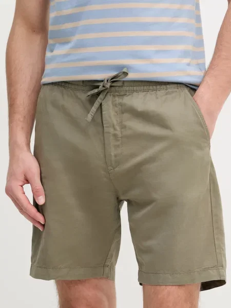 Pepe Jeans Lanene kratke hlače RELAXED LINEN SMART SHORTS zelena