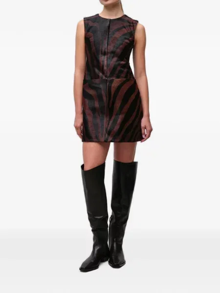 Rochie mini Simkhai din piele cu imagine cu model zebră maro