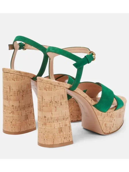 Sandale Gianvito Rossi din piele de căprioară cu platformă verde