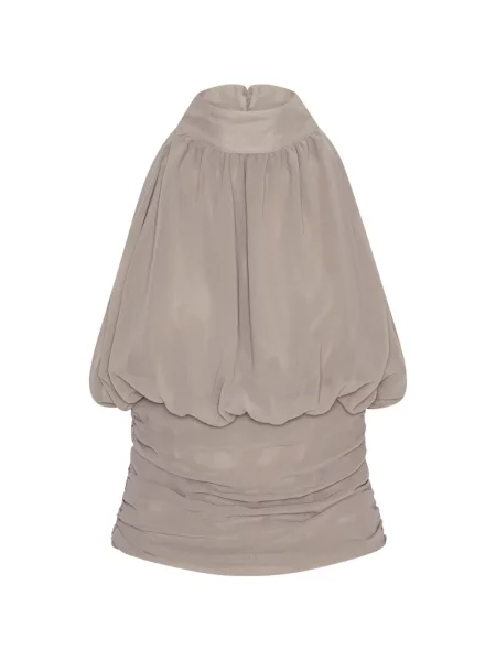 Блуза Rotate Birger Christensen от шифон с волани кафяво