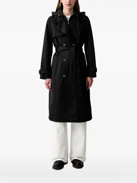 Trenci Dkny cu glugă cu două rânduri de nasturi negru