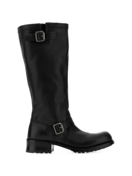 Botine Prada cu cataramă cu bretele negru