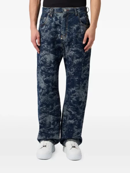 Дънки Philipp Plein с принт синьо