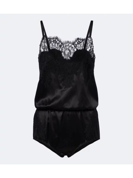 Salopetă scurtă Dolce&gabbana de mătase negru