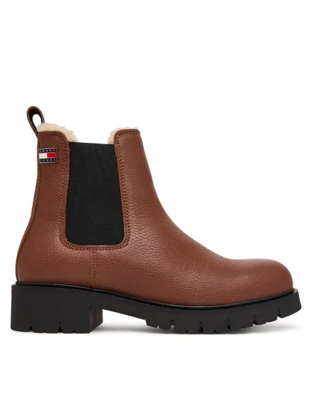 Μποτάκια με λάστιχο Tommy Jeans Tjw Cleated Chelsea Boots Wl καφέ
