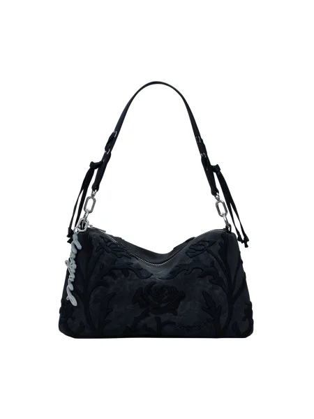 Crossbody torbica Desigual s cvetličnim vzorcem črna