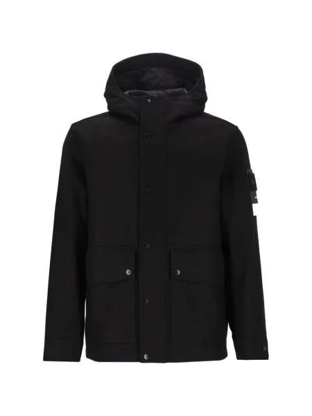 Geacă parka Stone Island de lână cu strasuri negru