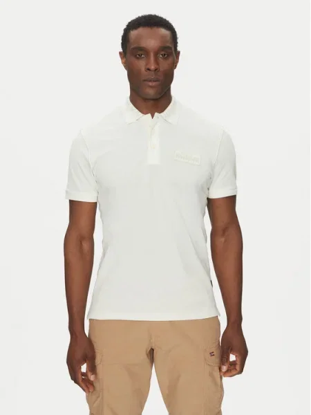 Napapijri Tricou polo E-Amundsen Écru alb