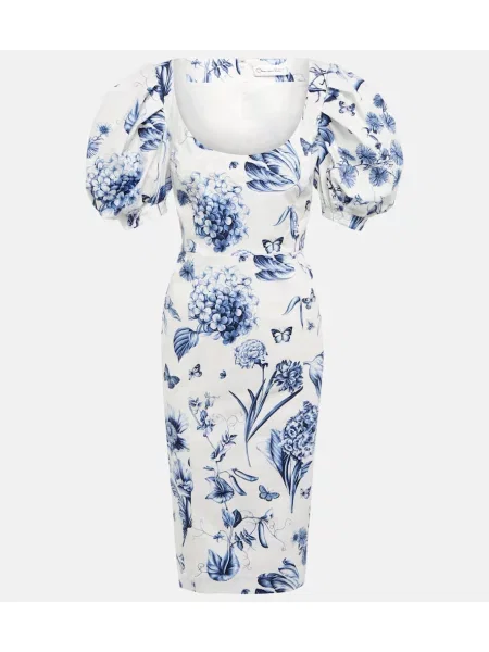 Midi obleka Oscar De La Renta s cvetličnim vzorcem