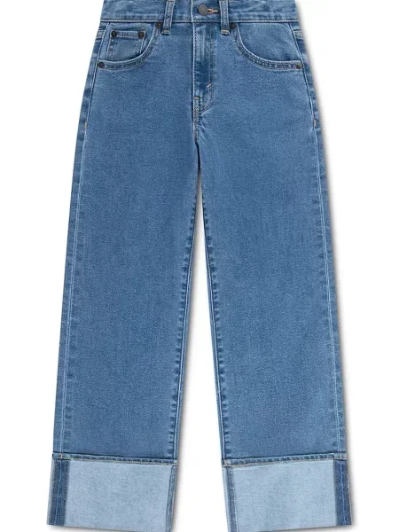 Levi's blugi wide leg pentru copii WIDE LEG JEANS W/ROLL-CUFF albastru
