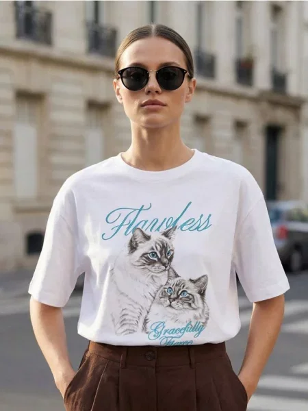 Футболка з вишитим написом білий