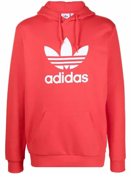 Majica s kapuljačom Adidas s printom crvena