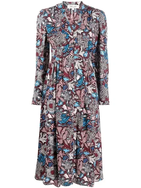 Rochie midi Dvf Diane Von Furstenberg cu model floral cu imagine până la genunchi roșu
