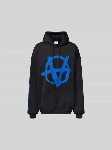 Bluza z kapturem o kroju oversized z nadrukiem z logo Vetements czarna