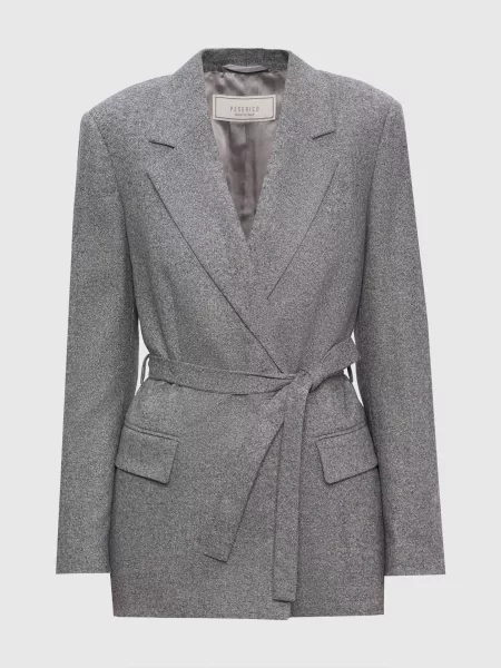 Двобортний жакет з вовною та шовком Peserico сірий