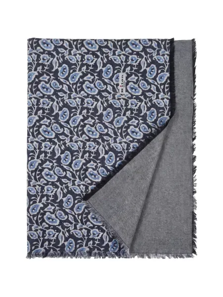 Κασκόλ Kiton με κρόσσια paisley μπλε
